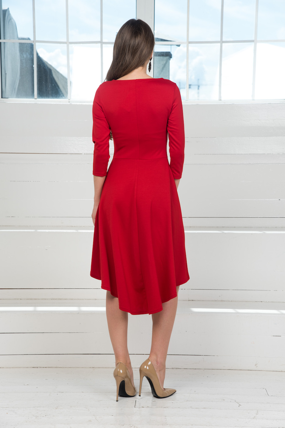 Фото товара 9603, платье с длинными рукавами и асимметричным подолом